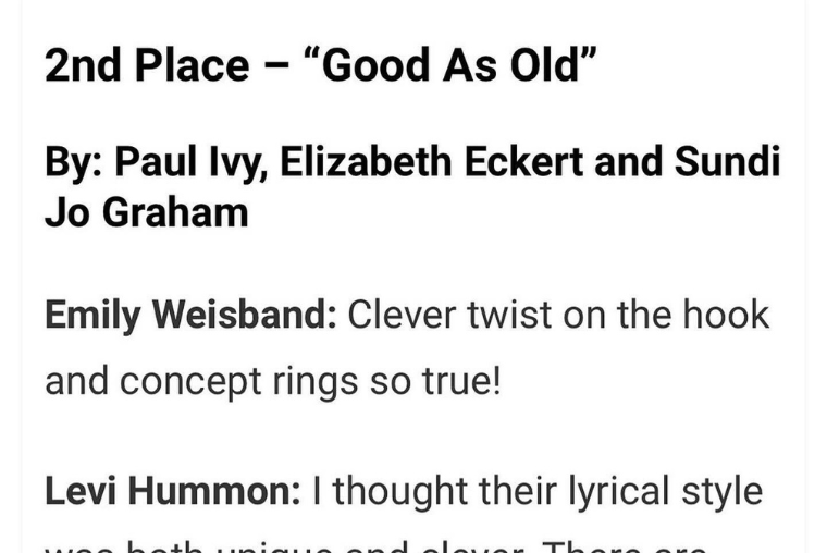 My Song “Good as Old” Won Second Place in American Songwriter’s Lyric Contest!